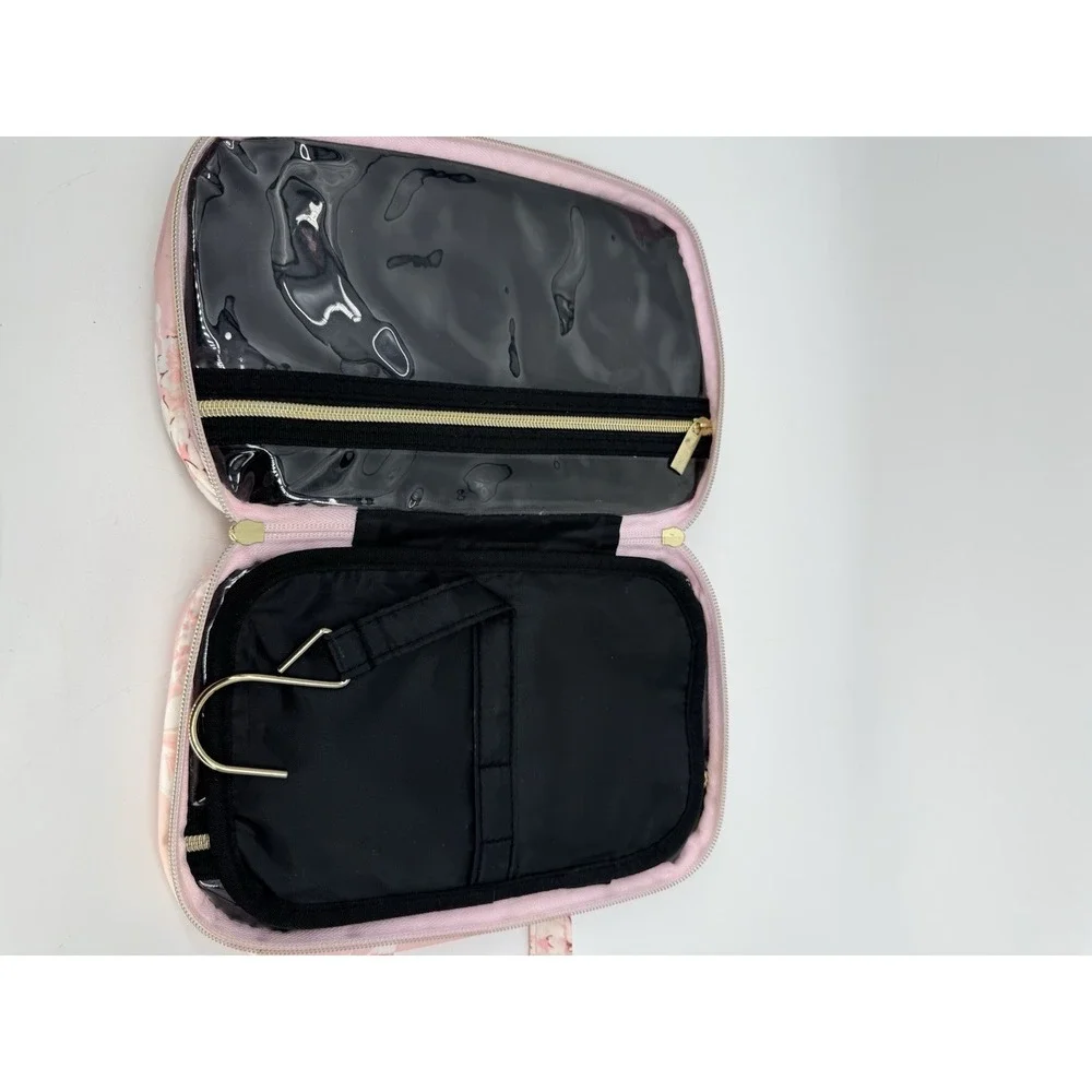 YUMIKIM BRAND HANDLE SMALL COSMETIC BAG HANGING PINK FLORAL